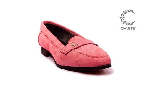 Women Suede Loafer- Pink