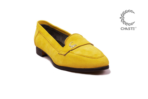 Women Suede Loafer- Yellow