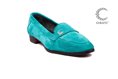 Women Suede Loafer- Turquoise